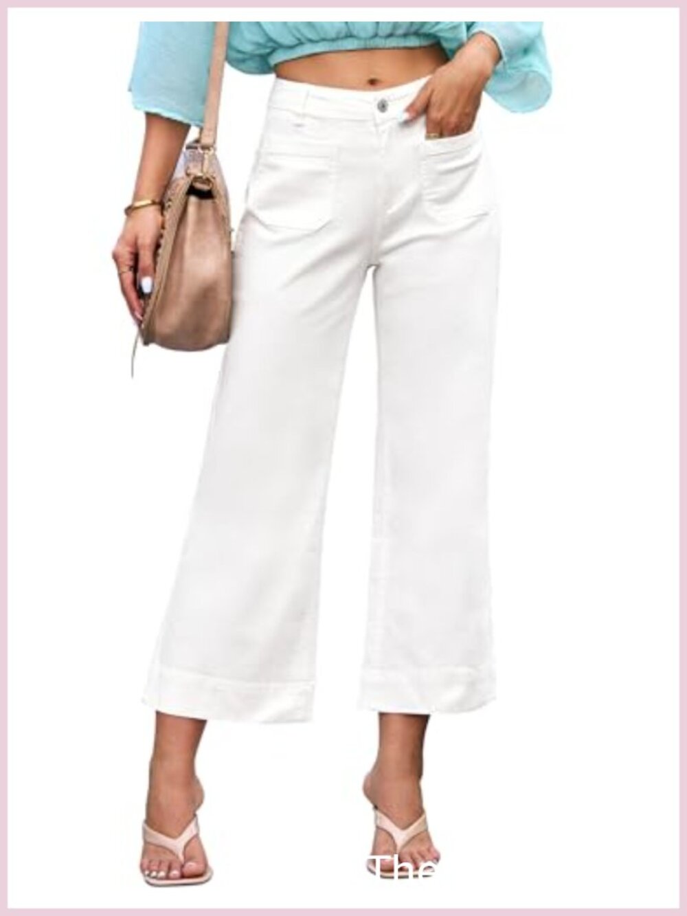High Waisted Wide Leg Crop Flare Jeans Stretchy Denim Pants